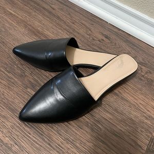Black slip on mules